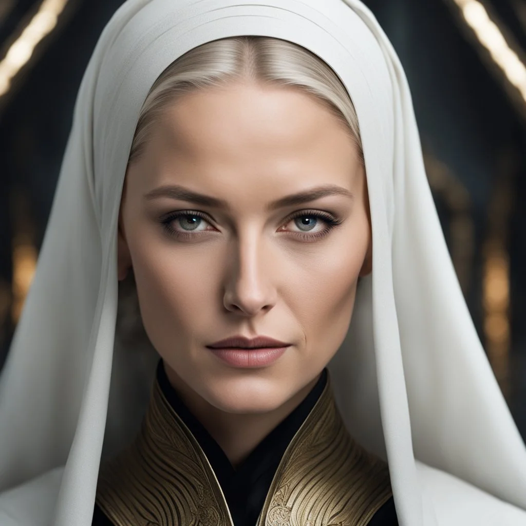 Her face, serene yet enigmatic, reveals the secrets of the Bene Gesserit training. A hint of a smile plays at the corners of her lips, a subtle acknowledgment of the power she wields. Her mind, honed through years of mental and physical discipline, allows her to perceive the subtlest nuances of the ship's operations.