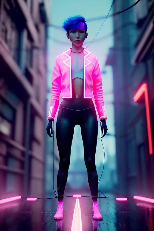 Waist up shot photo, helmut newton style, Asian cyborg woman :: symmetry photography, cyberpunk, pink hair, makeup, long line eye, light iris, :: latex coat, wires and circuits, pink, white, black :: cinematic, Ultra realistic, dark scene, soft color, highly detailed, unreal engine 5, RTX, ultra detail, 3d, finely drawn, high definition.