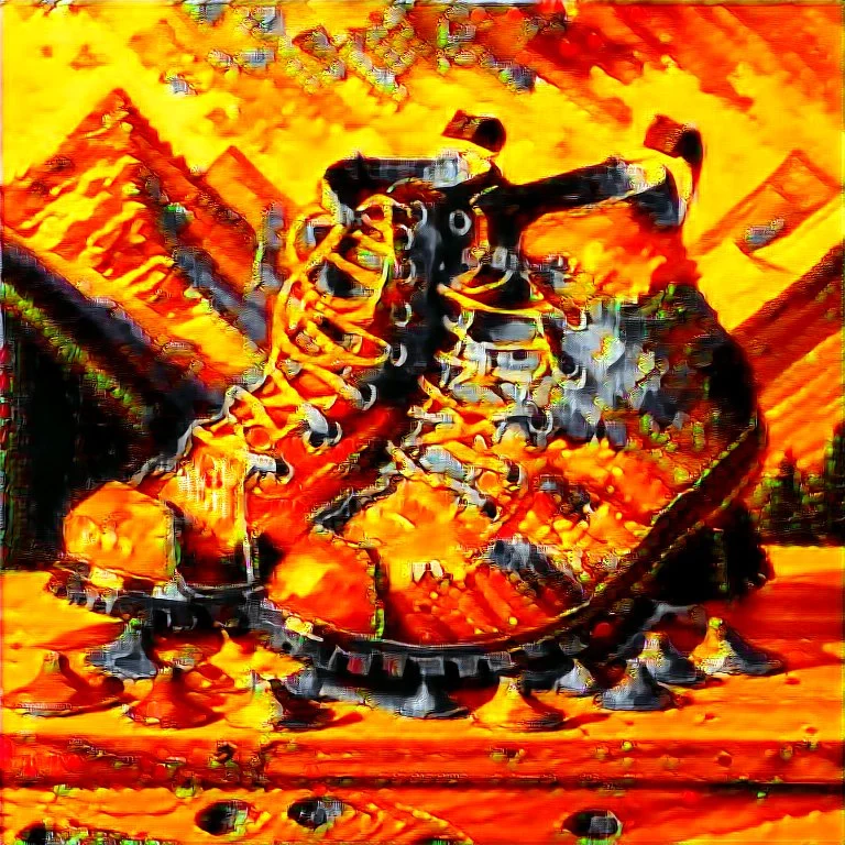 moutain shoes , art, oil colors, bright