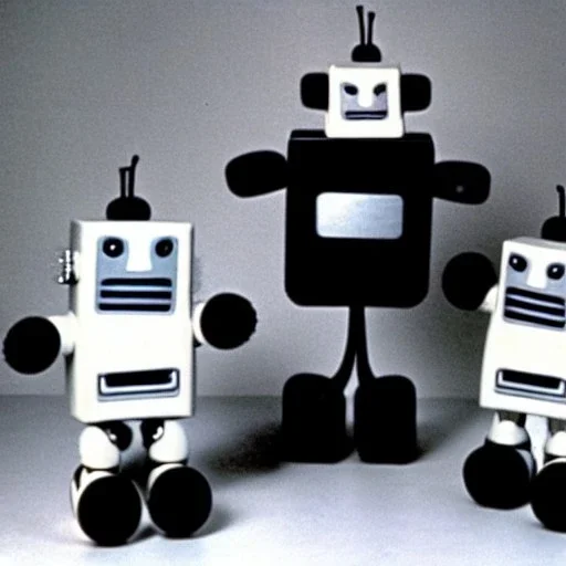 Old photo of 1980s robots and sooty and pie