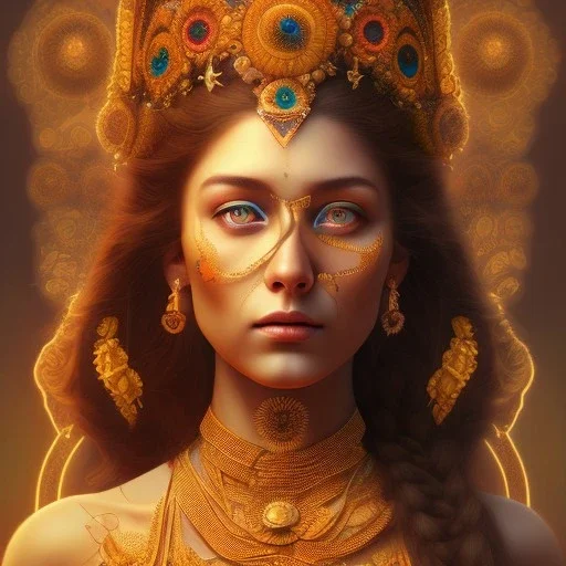 Nayanthara flower goddess , oil painting , golden hour , circuitry, 16k , beautiful eyes