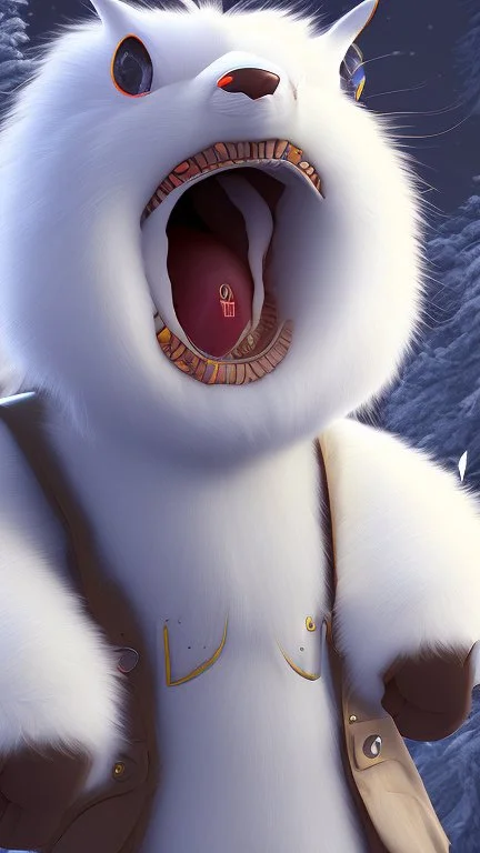 Une créature au pelage blanc neige. Il est aveugle et possède un long museau