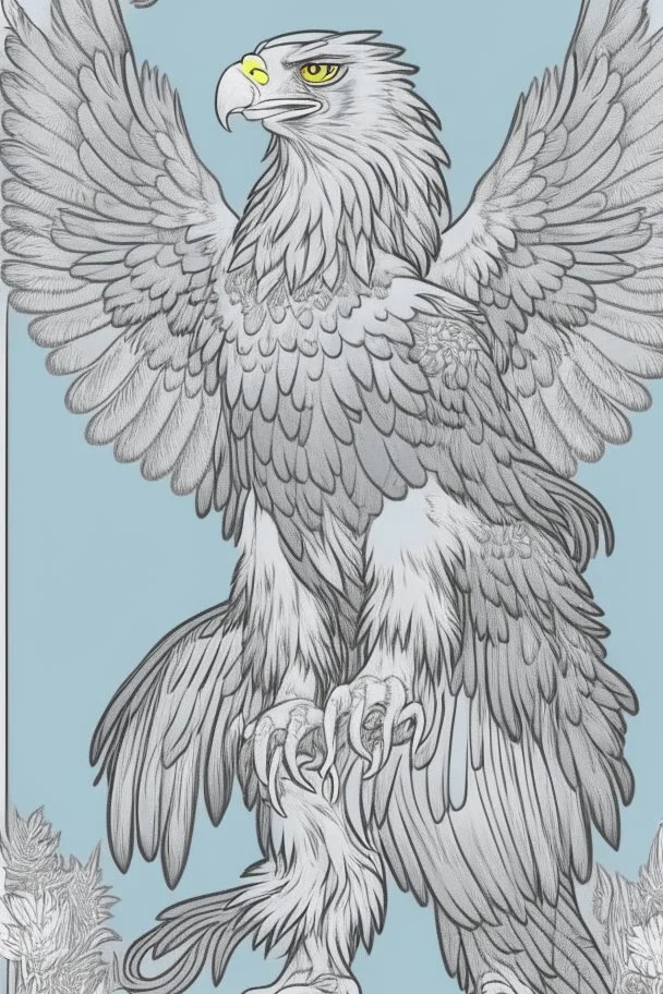 coloring book page of a magical eagle pokemon ,monochrome, black and white, sharp, sketch drawing