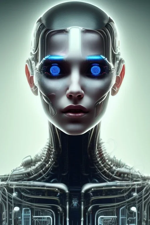 cyberpunk, head, women, portrai, face cry, black eye tears, tron, cyborg, robot, cyborg, white hair, seven , perfekt, real, dream, hr giger