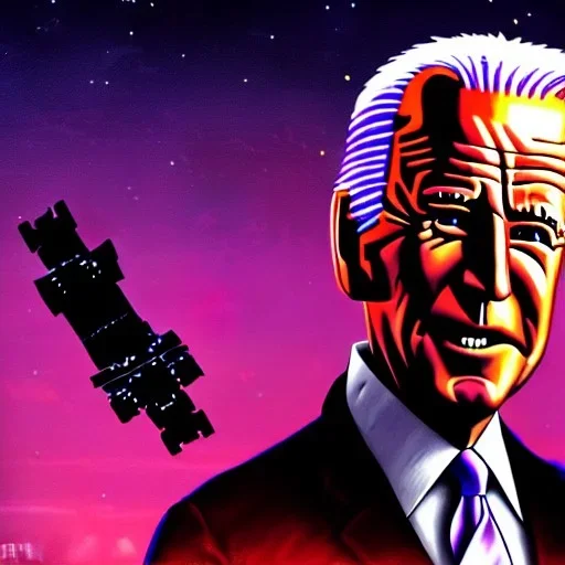 Joe Biden caricature, cyberpunk, landscape, transformers, hi-tech robots, GUITARS, cinematic, highly detailed, close up, 4k, deep colors, gold, fire, red, purple, dark, ethereal, utopia, apocalypse, flying Cadillac, from outer space.jpeg