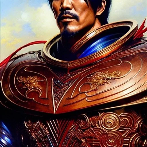 portrait of 'Ryûken-Fist of the North Star',ancient metal armor , painting by gaston bussiere, greg rutkowski, yoji shinkawa, yoshitaka amano, tsutomu nihei, donato giancola, tim hildebrandt, oil on canvas, cinematic composition, extreme detail,fit full head inside picture,16k