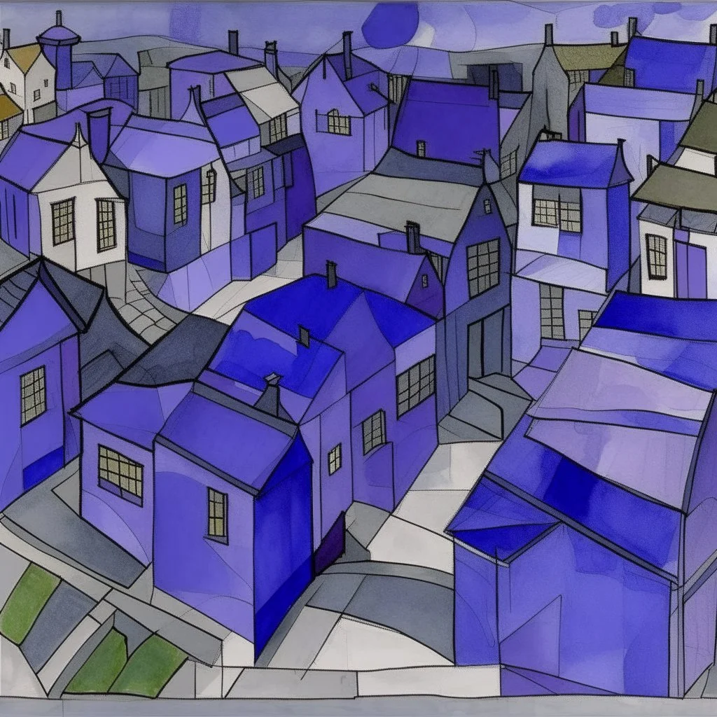 A violet abandoned plague town designed in Heidrun manuscripts painted by Theo van Doesburg