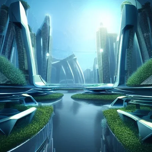 ciudad futurista naturaleza