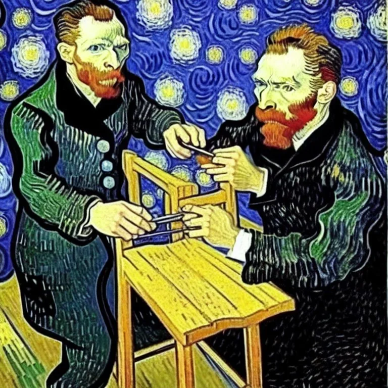 VAN GOGH alone CUTTING HIS OWN EAR