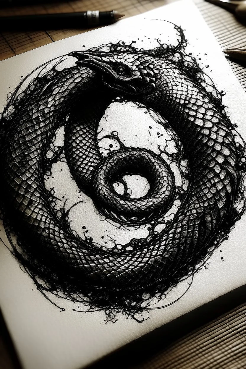 ouroboros made of black ink