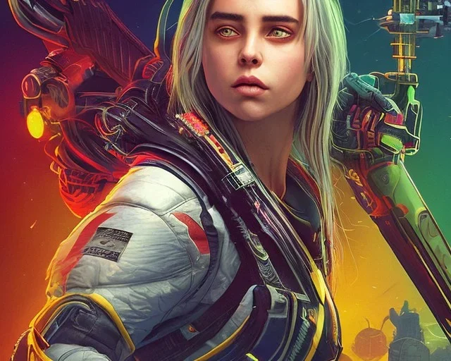 Billie Eilish, in stockings, cyberpunk2077