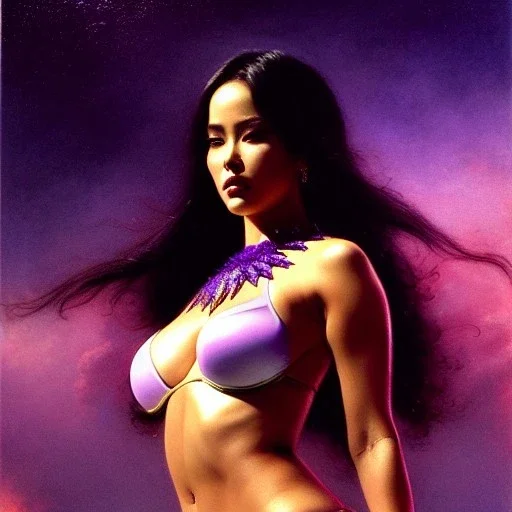 Drawing of beautiful face,'beautiful booty,Busty Psylocke',intense stare, ancient skintight armor, balanciaga fashion clothe painting by gaston bussiere, greg rutkowski, yoji shinkawa, yoshitaka amano, tsutomu nihei, donato giancola, tim hildebrandt, Oil on canvas, cinematic composition, extreme detail,fit full head inside picture,16k