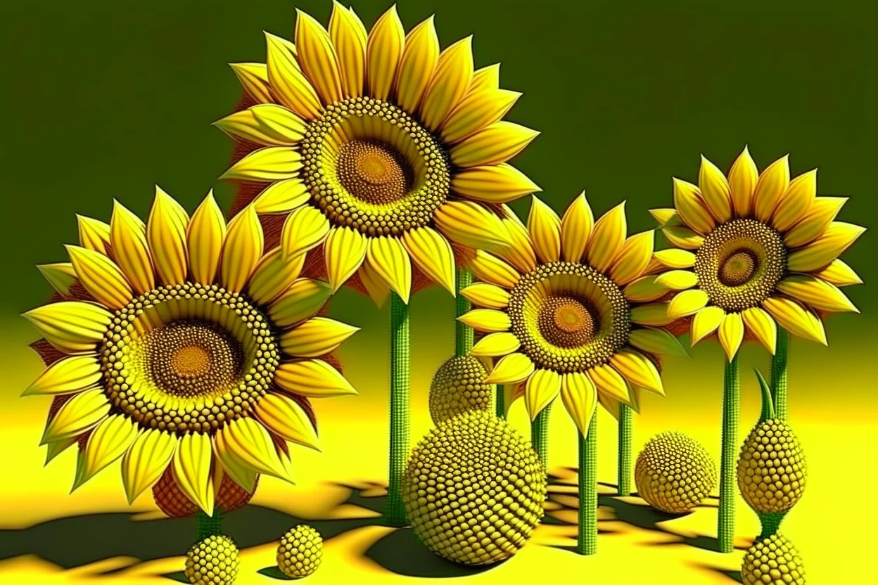 3d,sunflowers,patterns,minimalism,dada