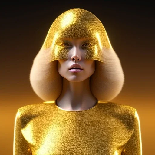 beautiful cosmic golden woman, long hair, nice smiling, magic glamour make up, delicate colors, beautiful glamour galactic golden dress, ultra sharp focus, 8k, unreal engine 5, extremely sharp detail, light effect, soft light atmosphere of a spaceship, smooth, full of details, face in front, complete vision of body