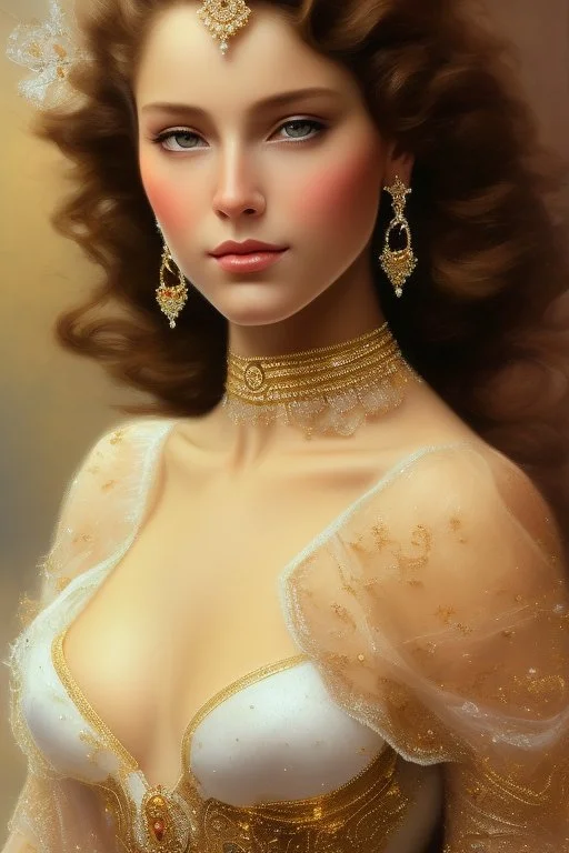 full body frame ,art by Ralph Horsley, masterpiece, portrait of a young eropean woman, aristocratic beautiful woman, beautiful face, perfect symmetric eyes, proportional face, waist-length, brown-haired, beautiful face. brown eyes, sparkling eyes, as realistic as possible, detailed portrait, watercolor sketch in the style of Marc Silvestri and Jody Bergsma, consistent approach, fine details, saturated paper, atmospheric, bright tones