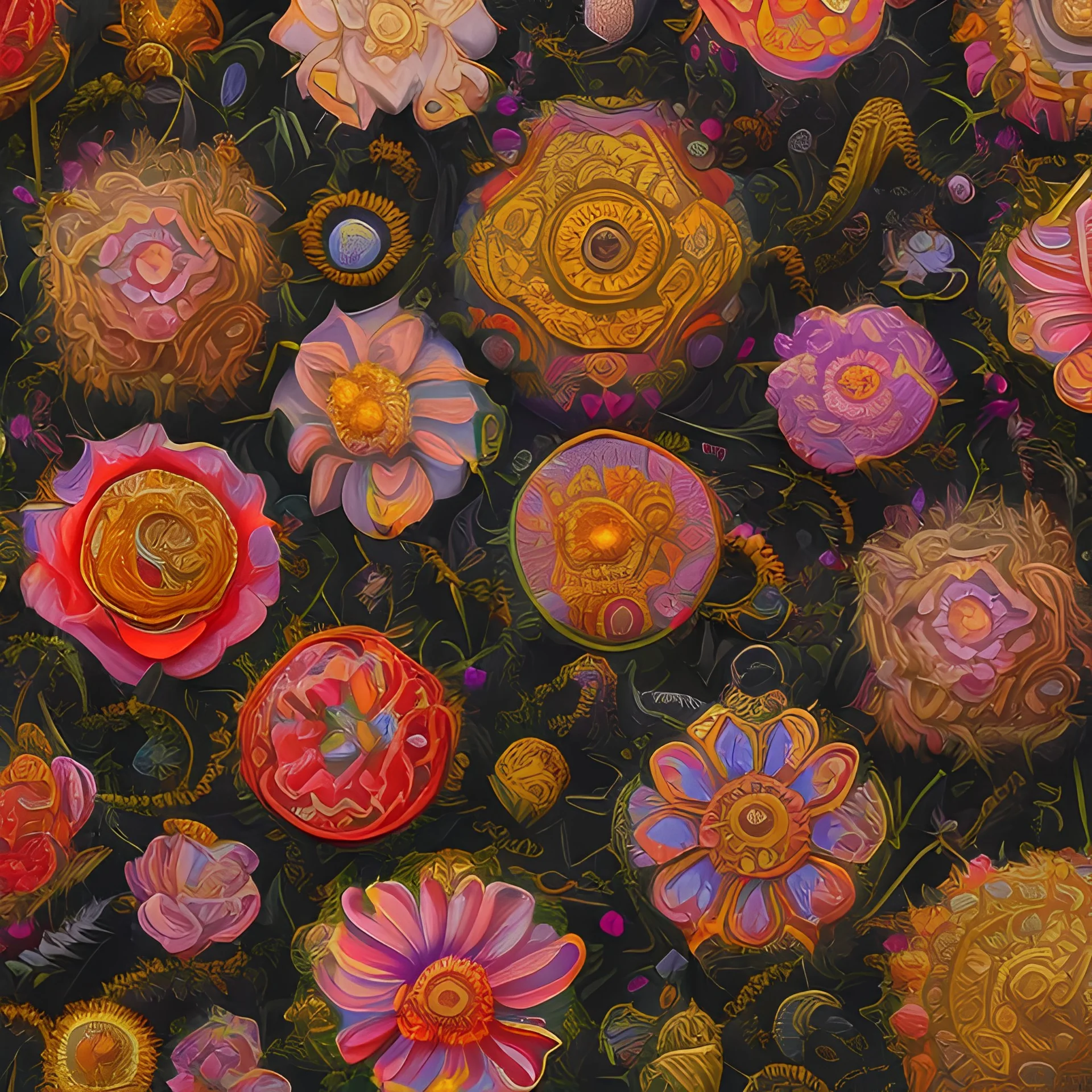 Ornate flowers in a desert refined and with detail by Georgia Okeefe.