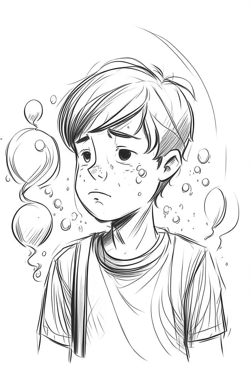 18yo teenage boy looking sad. Detailed pencil drawing. | Stable Diffusion