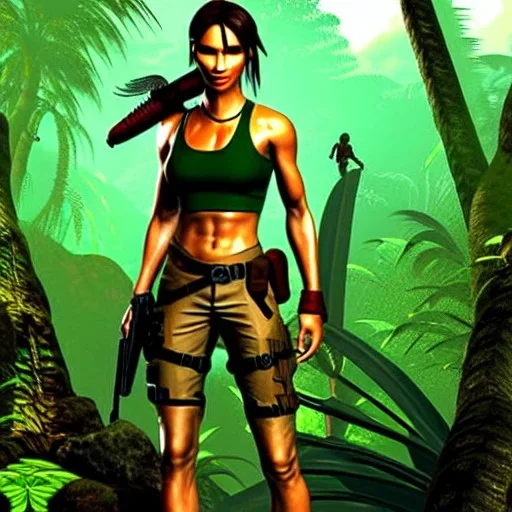 lara croft in the sweltering jungle