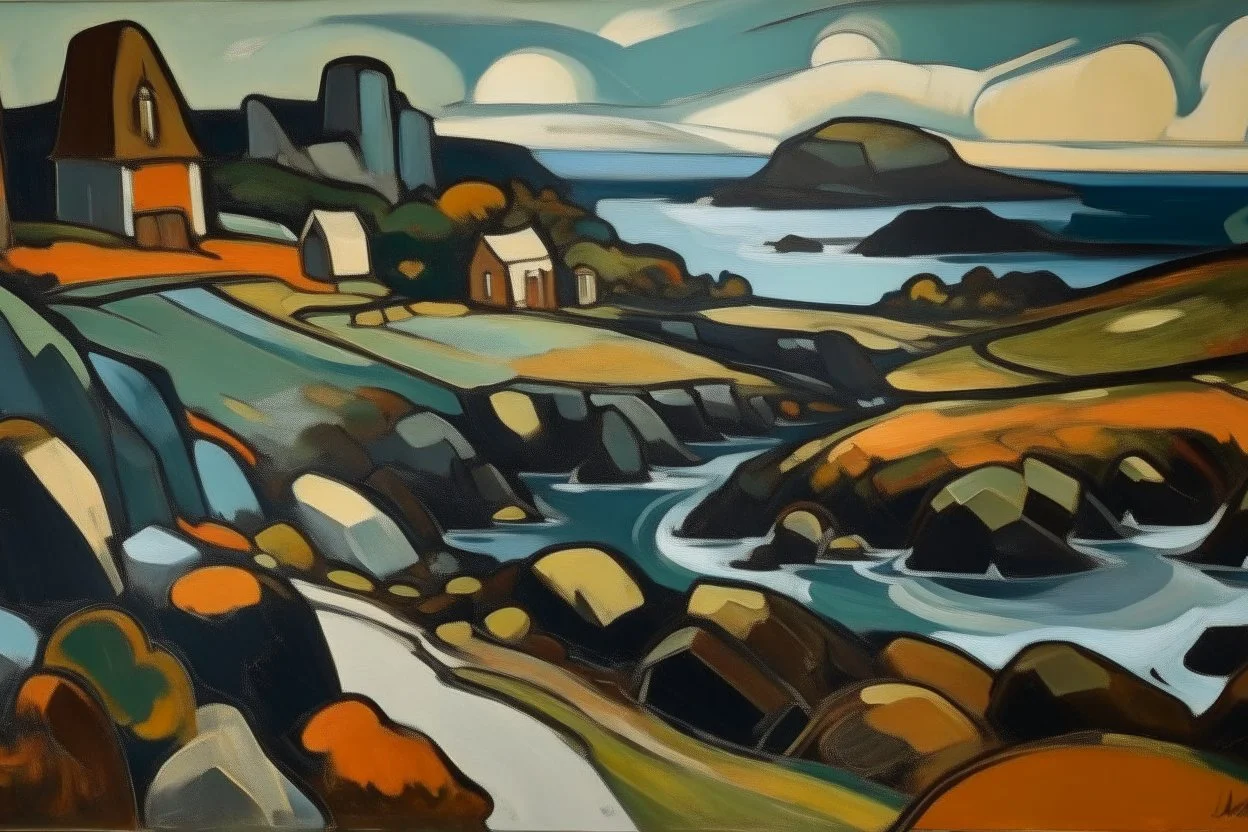 abstract landscape of iona in the style of Arne hiersoux
