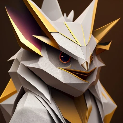 Origami, Mystery pokemon,Ambiance dramatique, hyperrealisme, 8k, high quality, lot of details, fit within portrait