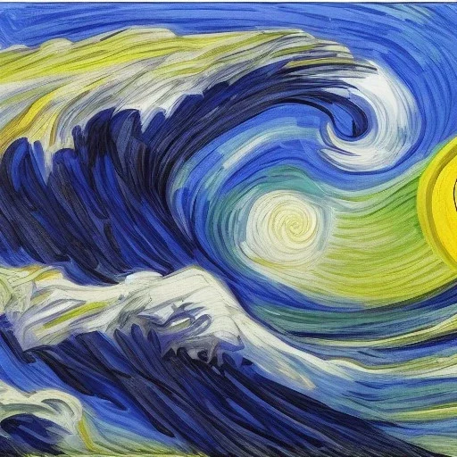 Drawing of a Tsunami Vincent van Gogh style