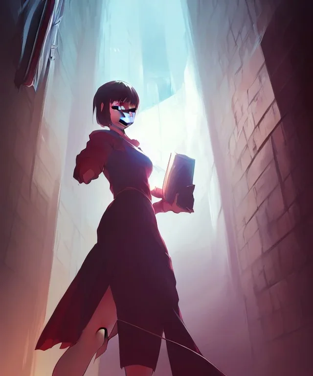 by wlop, ilya kuvshinov, krenz cushart, greg rutkowski, pixiv, sarah j. maas book cover style magician at the end of a corridor, smooth, sharp focus, d & d style, artstation, 4 k, hdr