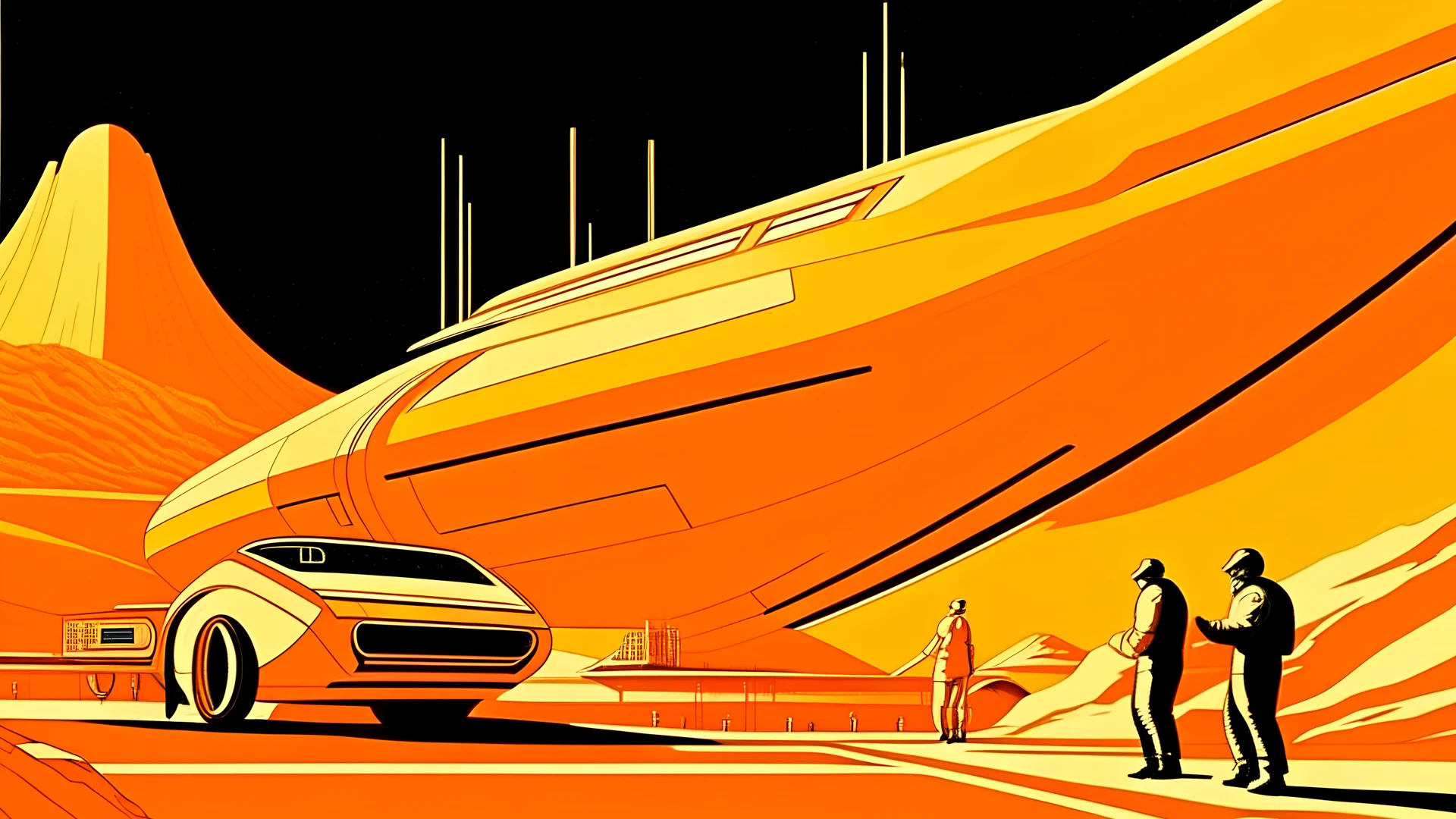 retro futurism, syd mead style, space launch, detailed