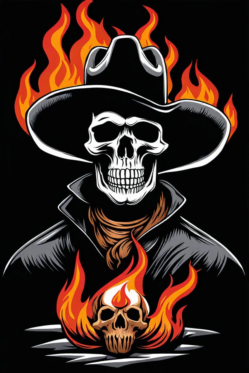 Cowboy with a flaming skull for a head, photograph
