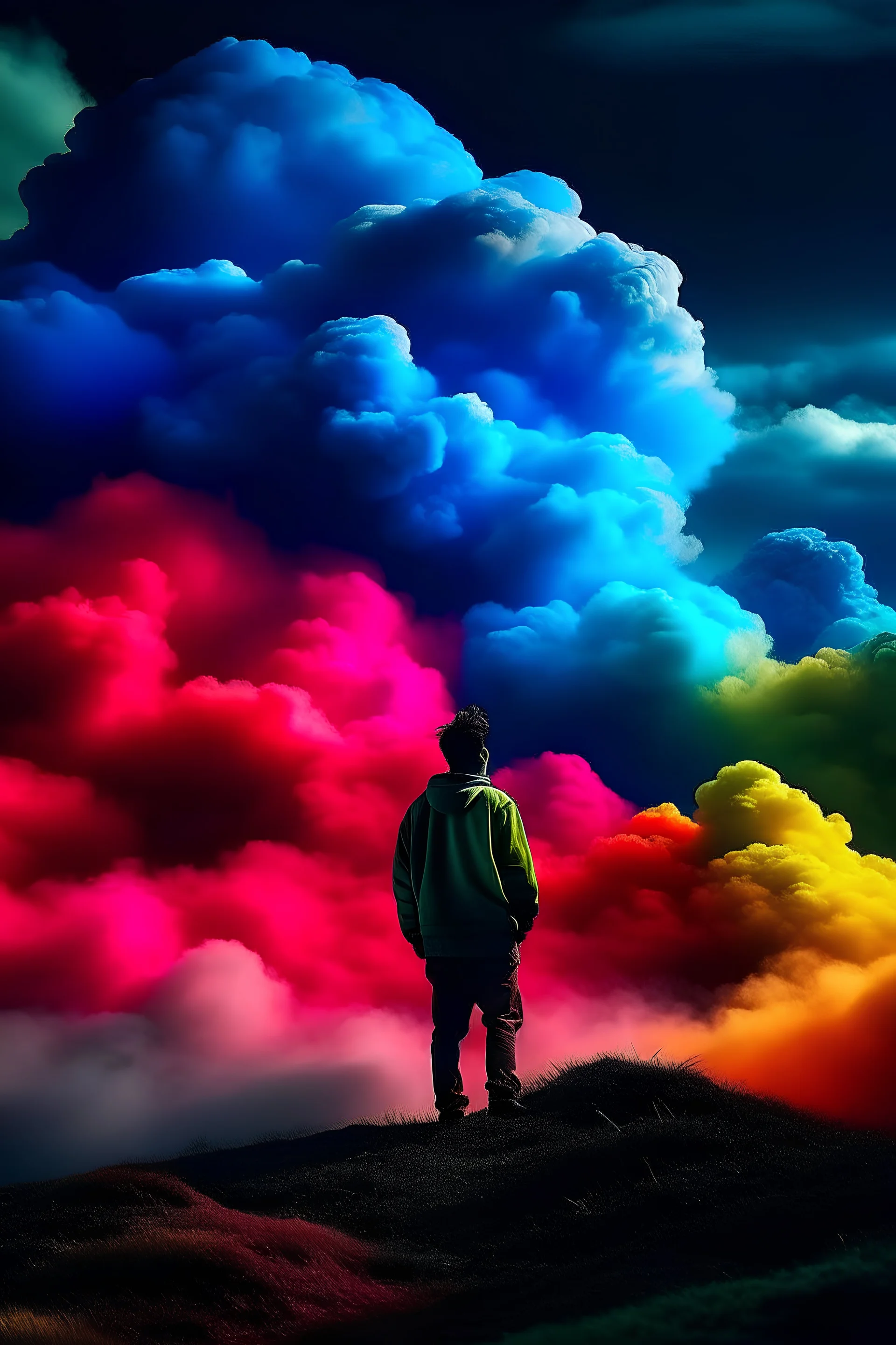 Colorful clouds ,one man