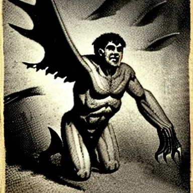 human with batwings and claws