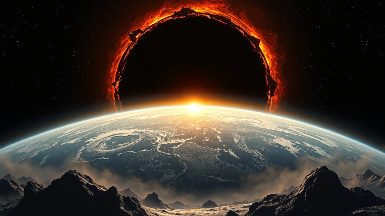 IMAGE ABOUT THE END OF THE WORLD, A GIANT BLACK HOLE EAT EARTH