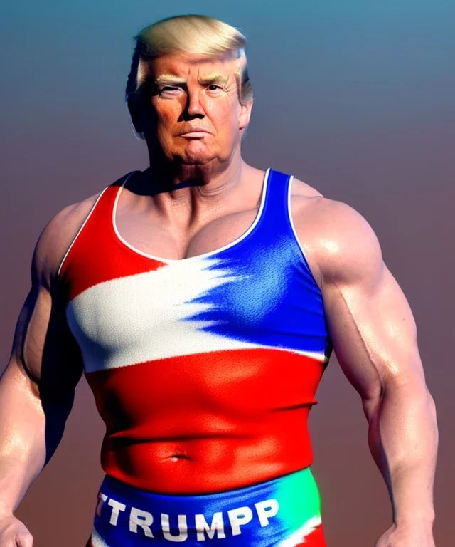 Realistic image of Donald trump wrestler, Mexican wrestling style, eye line, red and blue breeches, glow us flag dress, suspenders, retro style, 80s, vibrant color, highly detailed, clean background, concept art, unreal engine 5, god rays, ray tracing, RTX, lumen lighting, ultra detail, volumetric lighting, 3d, finely drawn, high definition, high resolution.