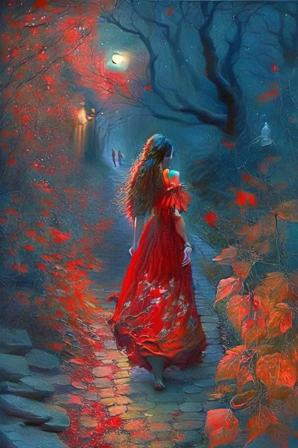 As she wear red dress walked along the cobblestone path, Lily discovered that the night held a secret enchantment. Moonbeams danced through the leaves, casting ethereal shadows on the ground. The nocturnal creatures serenaded her with their melodic songs, and the scent of wildflowers filled the air