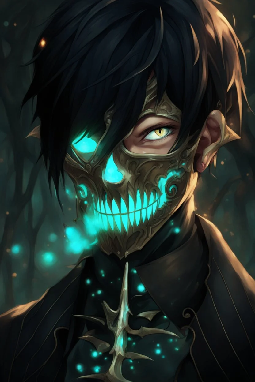 fantasy art, young male, elf, noble, mask, pale skin color