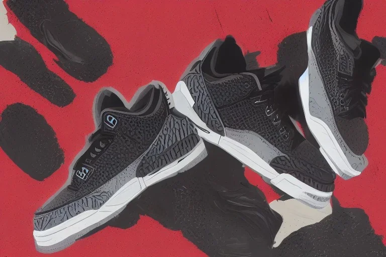 Jordan 3 black cement sneaker. In flames.