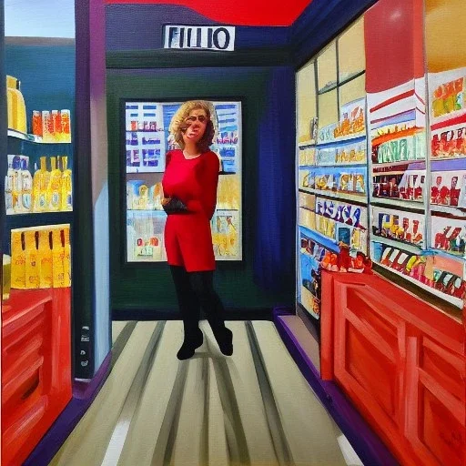 Full body portrait, painting, medium shot lady DrugStoreQueen