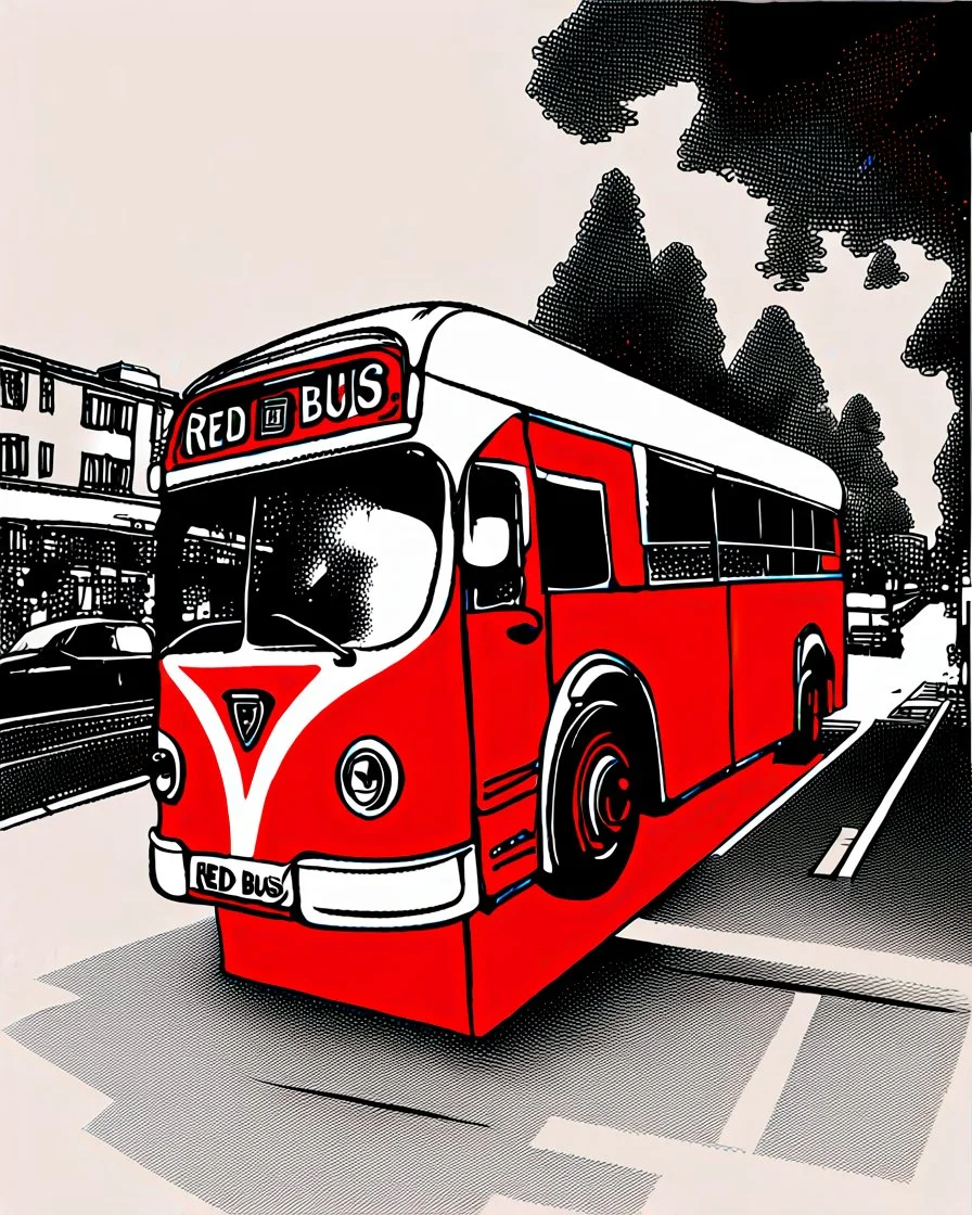 Red bus with a triangular body