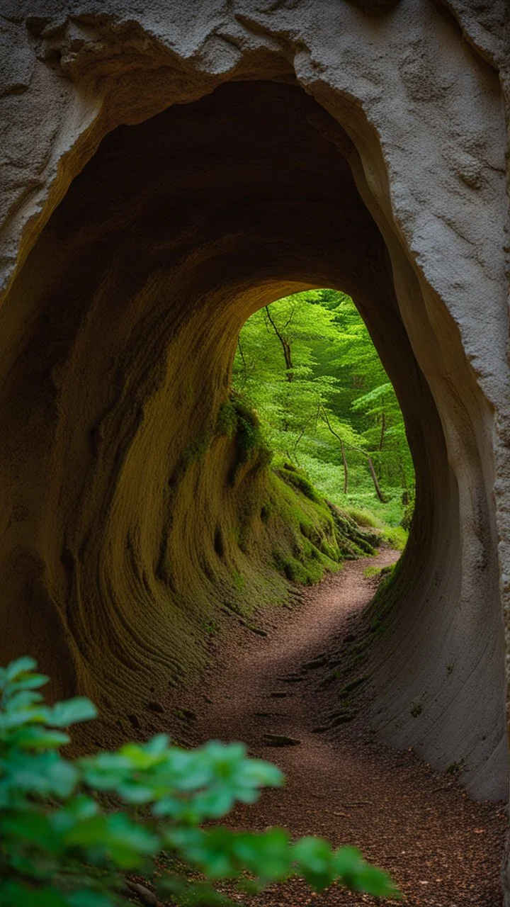 Cave mouth at the edge of the woods