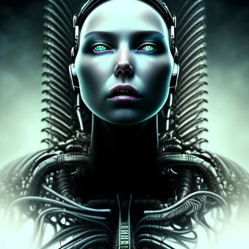 cry, evil, ugly, queen, hr giger, backround black, dark light, photo realistic, cyberpunk