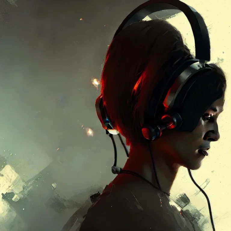 8K resolution concept art portrait by Greg Rutkowski, DJ, headphones, performance