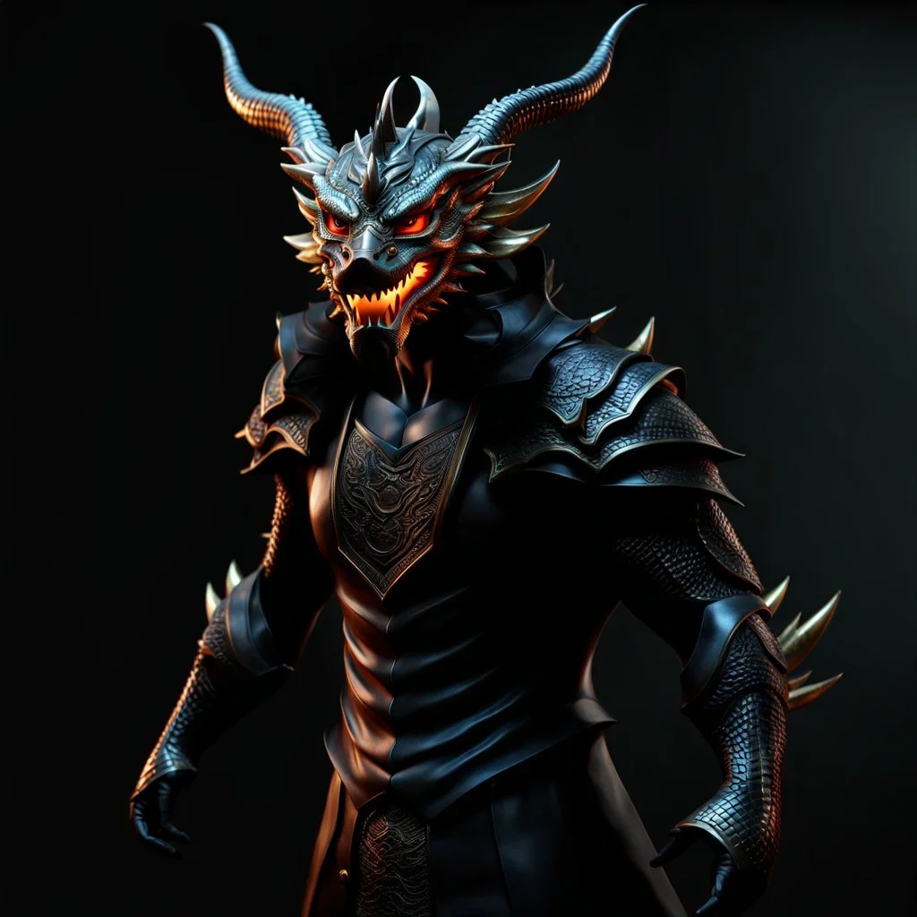 Full body Dragon man with dragon mask over his eyes and forehead, Realistic cool art, 12k, 3d, realistic, full head, full body