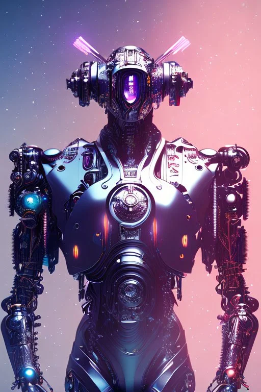cyborg man, super ,nion ,purple, extremely beautiful art, cosmic, highly creative, rich colors, amazing details