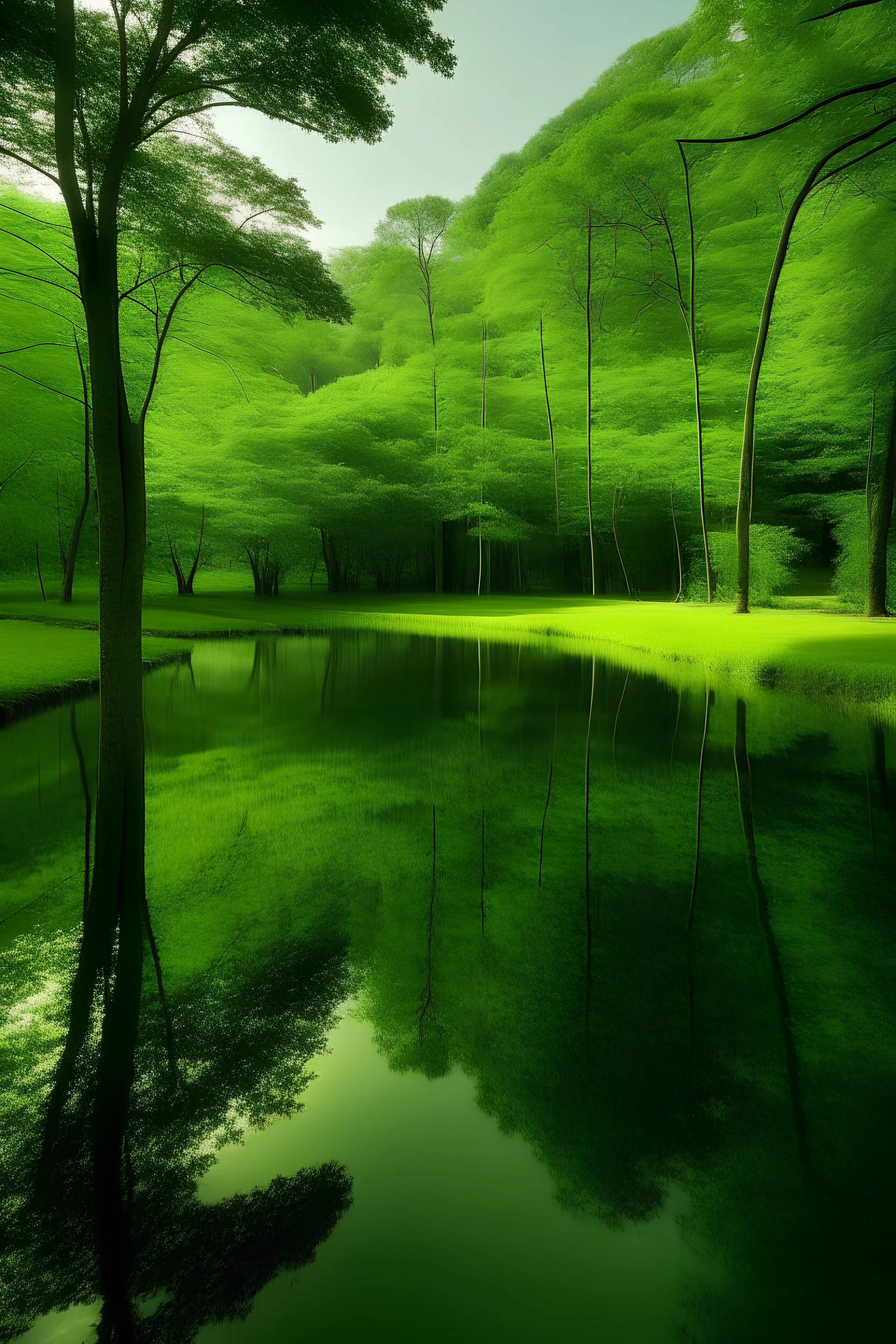 body of water surrounded by trees and grass, taken with sony a7r camera, by Gusukuma Seihō, mirror shades, lawns, captured with sony a3 camera, by Art Brenner, aspect ratio 16:9, parks and gardens, lightgreen, exposure 1/40secs, by Peter Fiore, forests, expert figure photography.