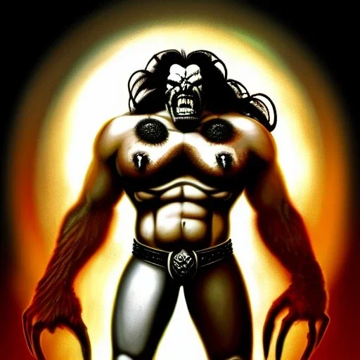 ultra detailed fullbody portrait of LOBO Villain , extremely detailed digital painting, extremely detailed face,crystal clear eyes, in the style of Simon Bisley and Frank Frazetta and robert e howard and pablo oliveira and Ken Kelley ,mystical colors,perfectly centered image, perfect composition, rim light, beautiful lighting,8k, stunning scene, raytracing