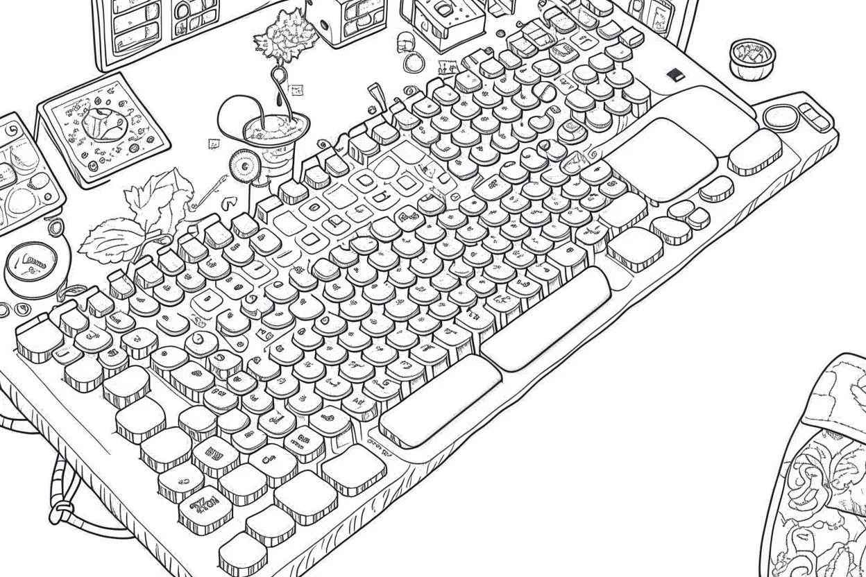 full keyboard,full coloring page