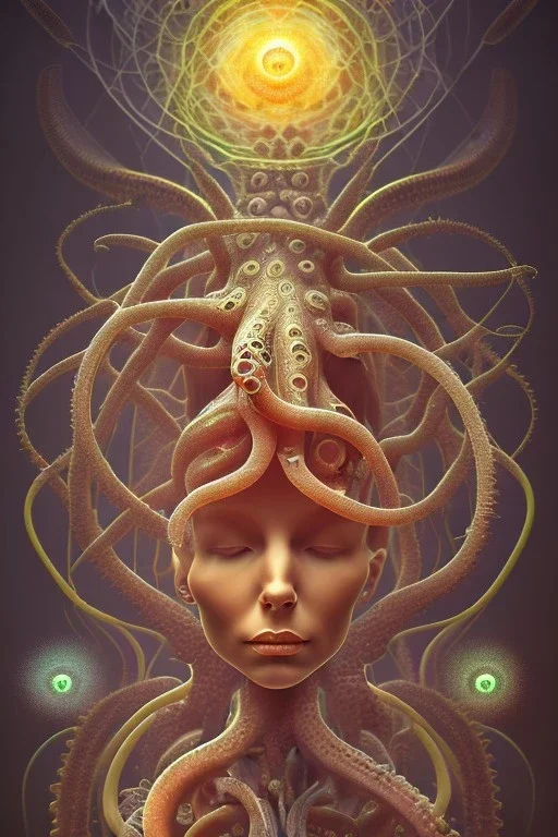 Spiritual being with Tentacles wrapping around brain cells