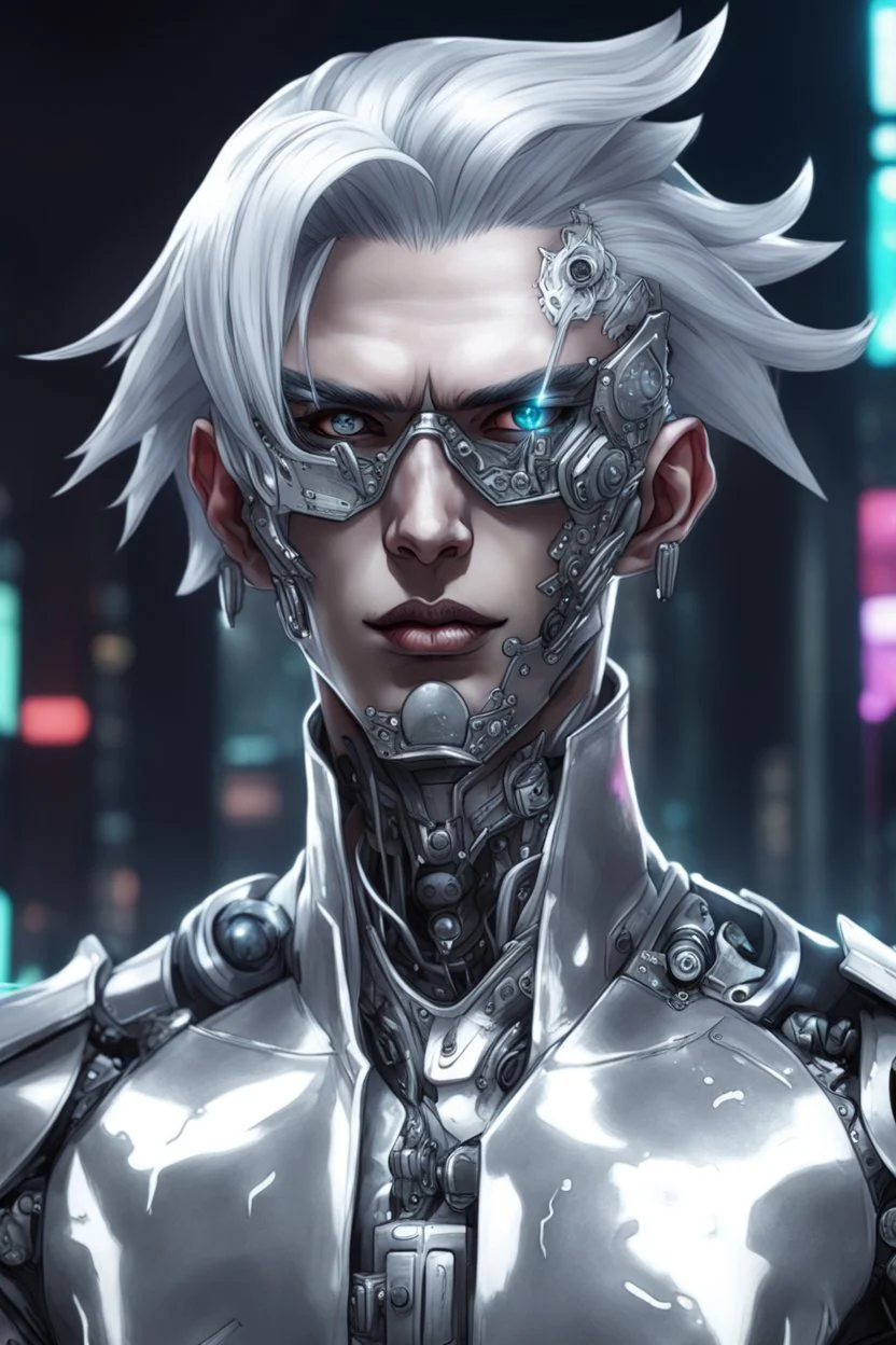 silver skinned anime Dragman cyberpunk