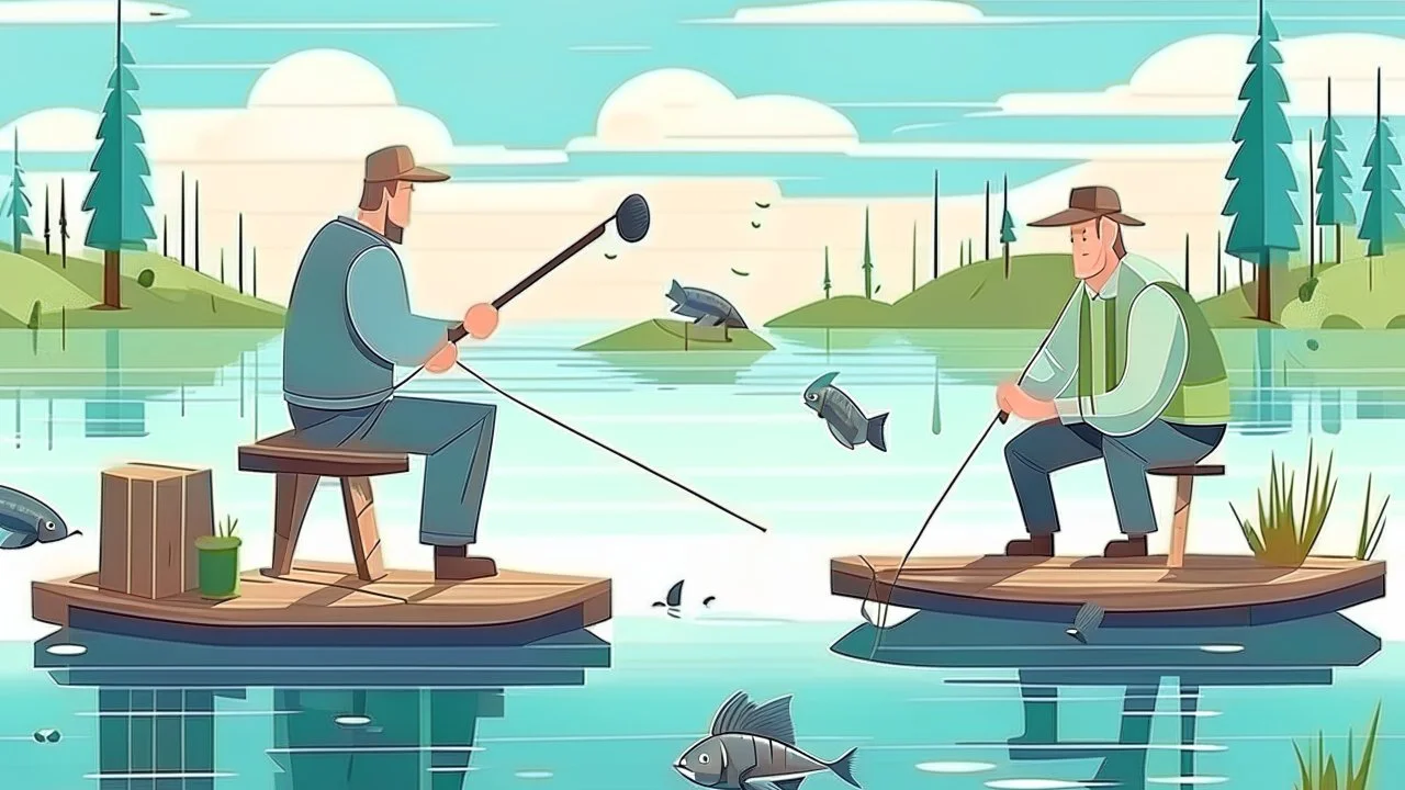 PEOPLE spends the day fishing.