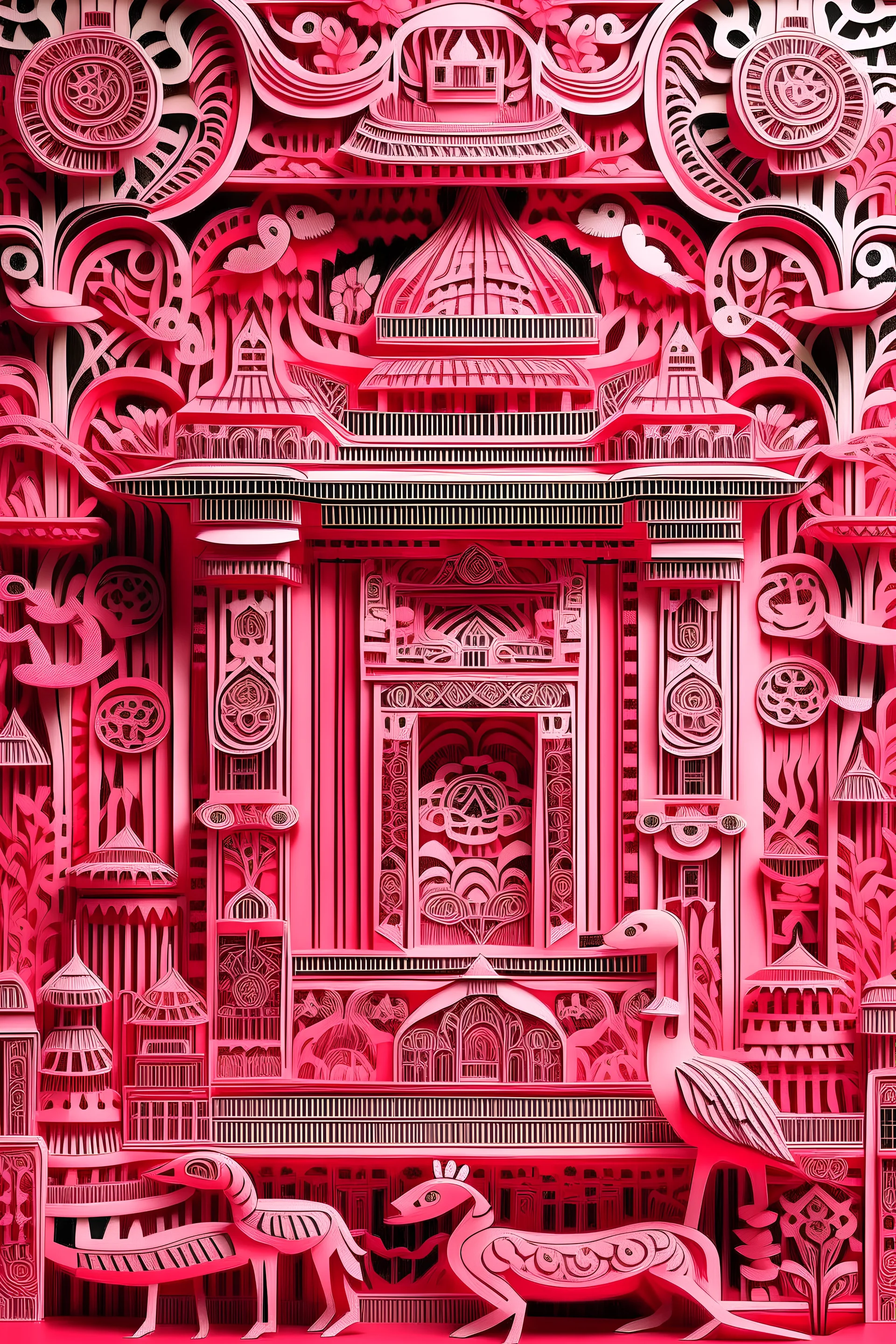 A pink magical realm of illusion designed in Kuna Molas