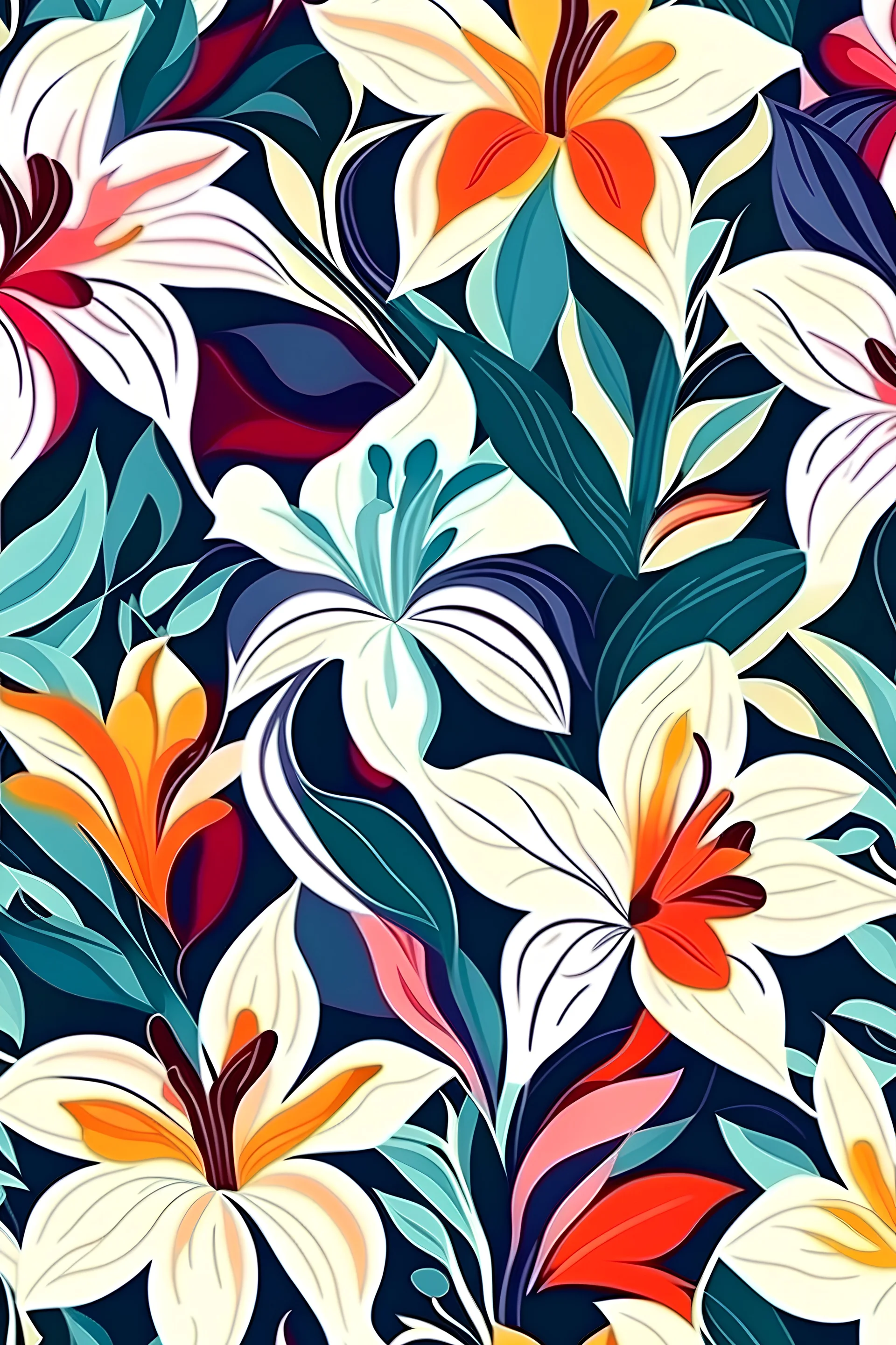 flowers floral pattern in the style of Georgia O’Keeffe